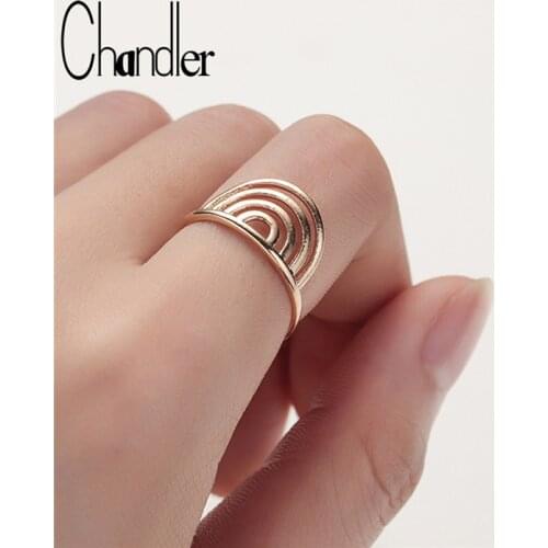 Chandler Round Circle Charm Ring For Women Size 7 Geometry Finger Rings Unique Metal Simple Statement Endless Friendship Jewelry