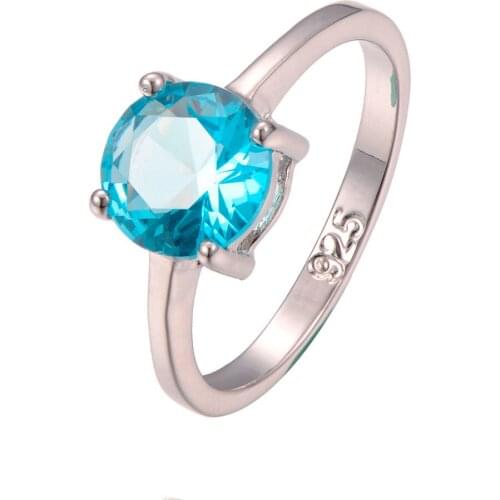 Classic Style Simulated Aquamarine 925 Sterling Silver Wedding Party Fashion Design Romantic Ring Size 5 6 7 8 9 10 11 12 PR29