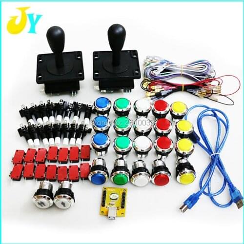 Arcade MAME DIY KIT FOR 2 players PC PS/3 2 IN 1 USB encoder to Happ joystck and 12V Chrome Plated Illuminated button