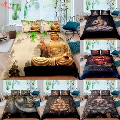 3D Bedding Set Luxury King Queen Siting Buddha Printed Duvet Cover For Adults Bed Sets Quilt Covers Pillowcase 2/3pcs Bedclothes