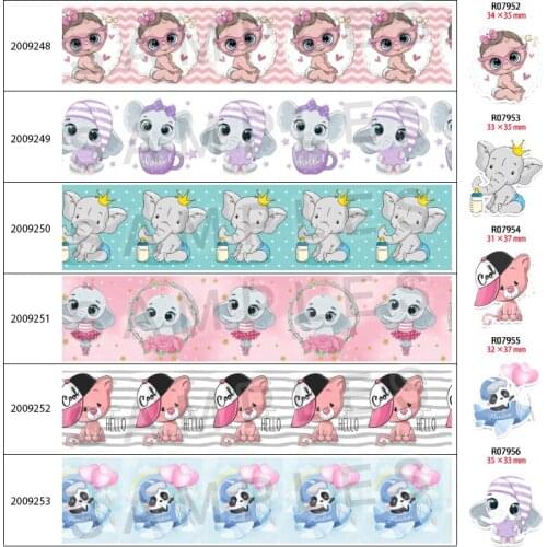 New Cute Baby Charm Cartoon Printed 5 Yards 25mm/38mm/50mm/75mm Grosgrain/Satin Ribbon ,Planar Resin 30Pcs/lot