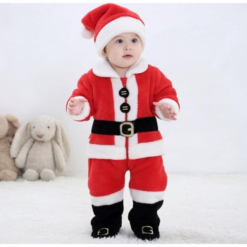 Lovely Romper Newbore Clothes Red Santa Baby Boy&Girl Clothes Autumn Cotton Warm Cashmere Baby Rompers Bebe Elk Cartoon Jumpsuit