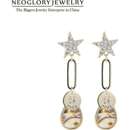 Neoglory Fashion Star Coin Water drop Personality Geometric Drop Earrings for Women Trendy Jewelry for Party Gift For Friend