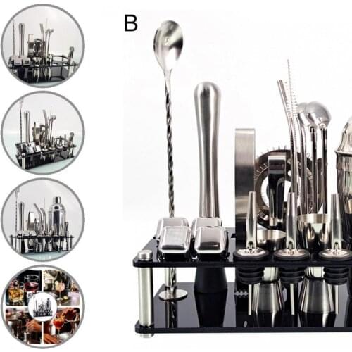 Barware 23Pcs/Set Portable Perfect Home Bartender Kit with Bar Tools Silver Color Cocktail Shaker Set Stylish for Kitchen