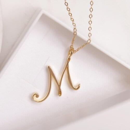 Small letter Label Simple Initial Logo alphabet M Necklace Name Symbol English Initials Letters Charm Pendant Jewelry