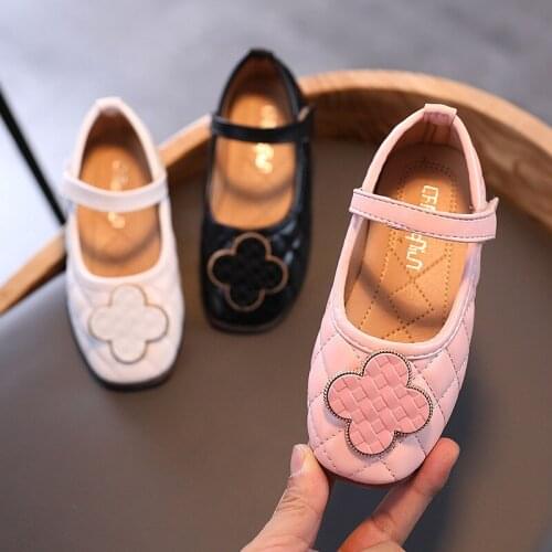 2021 Autumn New Style Kids Fashion Flats Girls Princess Shoes Childrens Soft Bottom Black Shoes Elegant Cute Non-slip 21-36