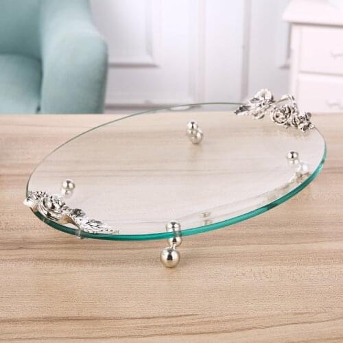 Creative European style Fruit tray Home living room desktop storage organization Candy dish Fruit basket Transparent glass Gold