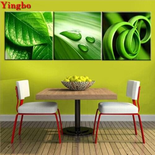 Full square round 5d diamond embroidery Plant green leaves diamond painting sale home decoration mosaic diamond picture 3pcs/set