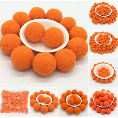 Orange Pompoms 8/10/15/20/25/30mm Fur Plush Ball Craft Soft Pompon Wedding Home Garment Sewing on Cloth Accessories 20g