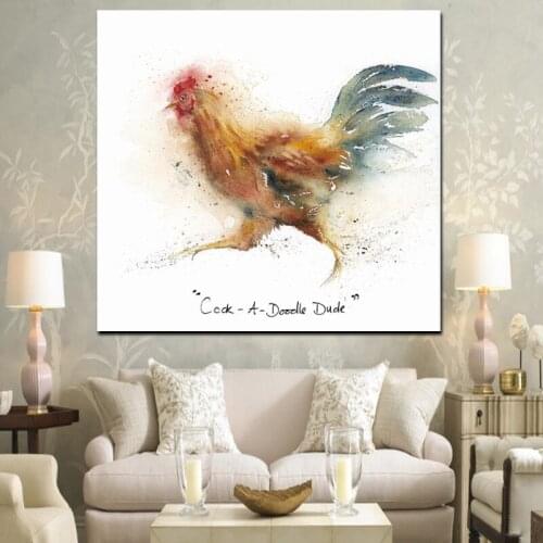 Print Abstract Rooster Graffiti Watercolor Oil Painting on Canvas Art Animal Modern Wall Picture For Living Room Cuadros Decor