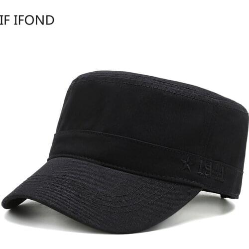 Spring Autumn Men Military Hats fashion hats Flat Top Breathable Cotton Tactical hats black hat Caps