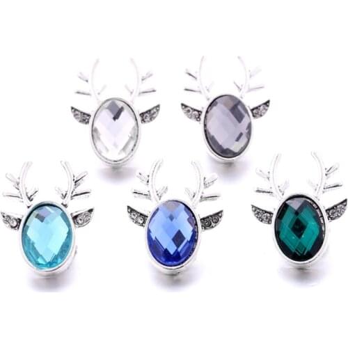 DeER Head Rhinestone 18mm Ginger Snap Button Jewelry Making DIY Snap Button Bracelet Necklace Jewelry for Women Gift Wholesale