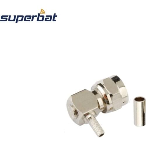Superbat 10 pcs 75 Ohm Connector F Crimp Plug Right Angle connector for RG179