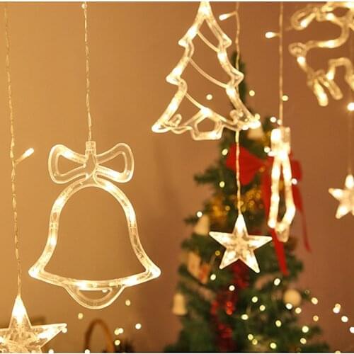 220V EU Plug LED Star Curtain String Light Christmas Garland Curtain for Room New Years Wedding Christmas Home Decor