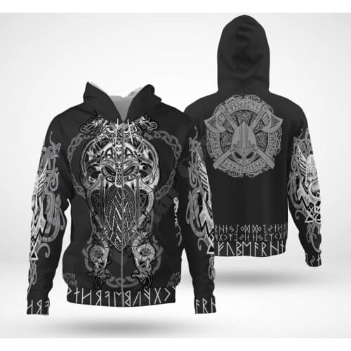 Viking Tattoo 3D Hoodies Printed Harajuku Coat Jacket Men For Women Fashion Zipper hoodies Drop Shipping 05