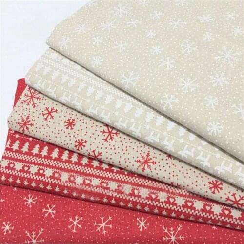 Vintage Brand Zaka Classic White Red Snowflakes & Christmas Tree pattern Printed Cotton Linen Fabric For DIY sewing TableCloth