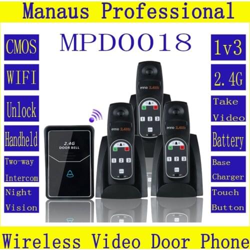 High Quality 2.4G Digital Wireless Audio Intercom System Door Bell Wireless Remote Unlock 3 Indoor Door Phone D18b