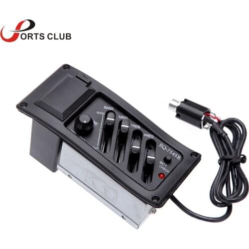 High Quality 4-Band EQ Equalizer Piezo Pickup EQ-7545R Pre-Amp Acoustic Guitar Preamp Amplifier Tuner Guitar Accessories