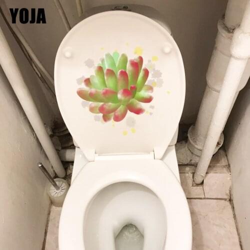YOJA 20.6*20CM Green Plant Cute Fleshy Bathroom Toilet Sticker Home Room Wall Decor Decal T1-1122