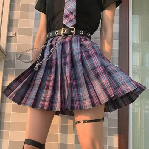 Skirt Woman Skirts Y2k Gothic Harajuku purple pleated plaid summer high waist cute sexy mini a-line New kawaii girls skirt