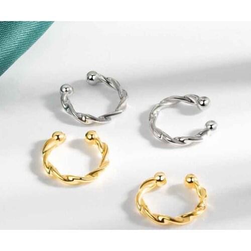 KOFSAC Elegant Chic Vintage Small Clip Earrings For Women 925 Sterling Silver Jewelry Trendy Gold Color No Pierced Ears Earring