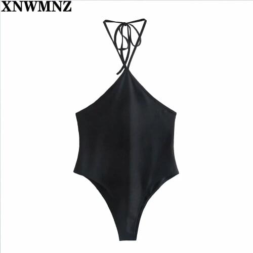 XNWMNZ Womens swimsuit Jumper body suit Women casual Sexy Slim beach Jumpsuit Romper girl Bodysuit Bandage jumpsuit female 2021