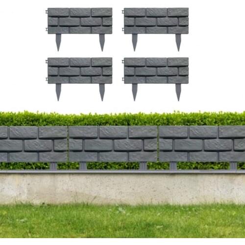 4Pcs/Set Garden Edging Splicing Detachable Grey Imitation Brick Effect Courtyard Fence for Yard Courtyard Garden Farm Netting