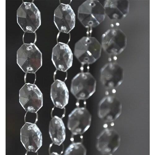 500M/Lot 14MM Acrylic Octagonal Crystal Garlands bead Strands Clear Color Wedding hanging chains Decor, Free Shipping