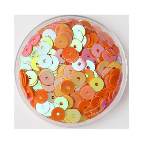 60g/lot 6mm Flat Round Sequins For Craft Bolsa Children, Wedding DIY Garment Accessories Orange AB Confetti