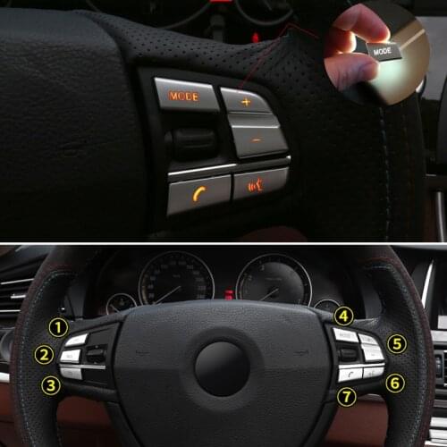 For BMW 1 2 3 4 5 7 Series X1 X3 X5 F10 F20 F30 7pcs Car Styling ABS Chrome Steering Wheel Button Switch Covers Trim only LHD