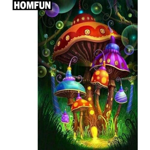 HOMFUN Full Square/Round Drill 5D DIY Diamond Painting "Mushroom house" Embroidery Cross Stitch 5D Home Decor Gift A06168