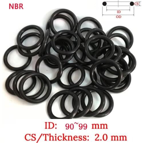 CS 2.0mm ID 90.0-99.0mm Plastic O-Ring NBR Gasket Fluoro Rubber oil waterproof seal film gasket Silicone Ring black color