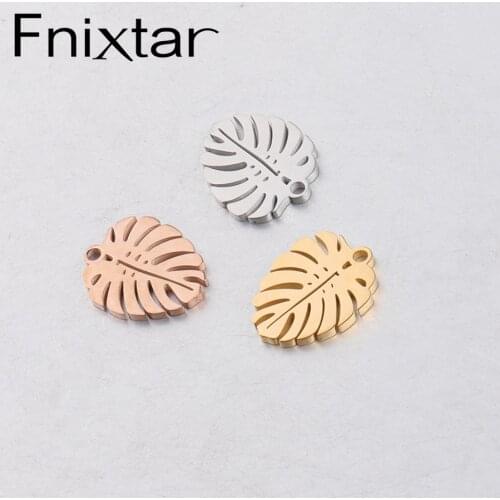 Fnixtar 20Pcs/Lot Cute Tree Leaf Charms Stainless Steel Mirror Polished Charms For DIY Jewelry Making Necklace Earring Keychain