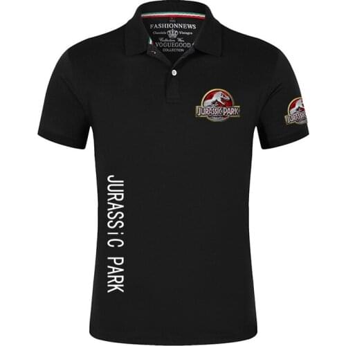 2021 Jurassic Park New Summer High Quality Men Shirts Casual Business Social Short Sleeve Stand Collar Comfortable Loose Polo
