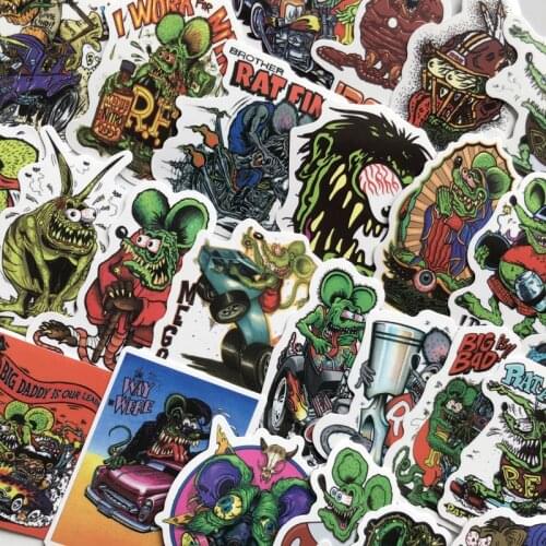 10/50Pcs Rat fink Mouse Stickers for Mobile Phone Laptop Luggage Guitar Case Skateboard Bike Car Stickers