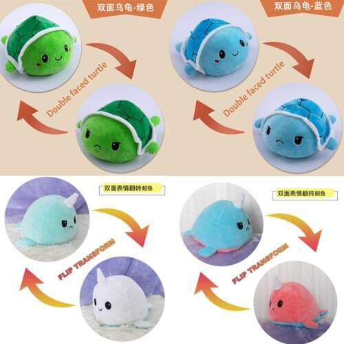 New Reversible Turtle Plushie Double sided Unicorn Plush Animal Doll Tortoise Cute Toys for Kids Men Women Birthday Party Gift