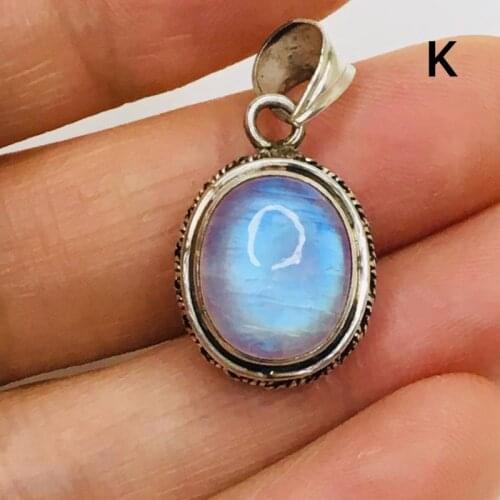 New Handmade pure 925 sterling silver pendant retro woven simple natural moonstone woman pendant