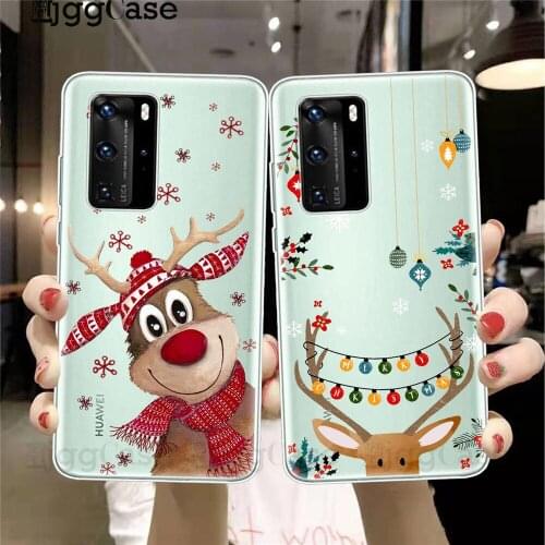 New Year Christmas Cartoon Elk TPU silicone Phone Case For Huawei P30 P20 P40 Lite E Honor 8X 9X 9 10 10i 20 Lite Pro case cover