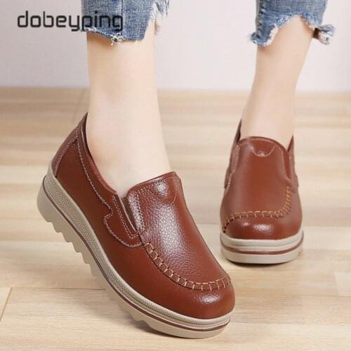 Autumn Women Flats Shoes Platform Sneakers Moccasins Casual Shoes Women Creepers Slip On Flats Genuine Leather Ladies Loafers