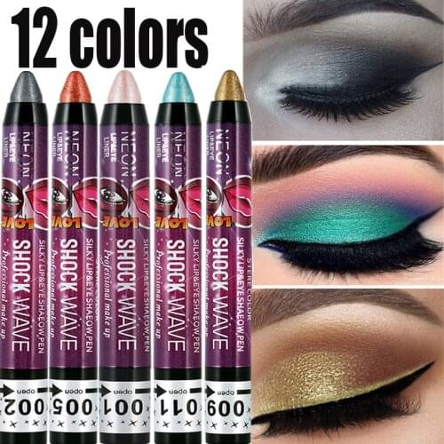Pearlescent Eyeshadow Pen 12 Colors Lasting Waterproof Not Blooming Shiny Glitter Silkworm Gel Pen Eye Shadow Pencil Cosmetic