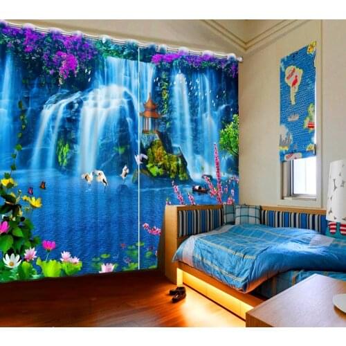 Customize Large waterfall home goods curtains For living room bedrooms photo curtains