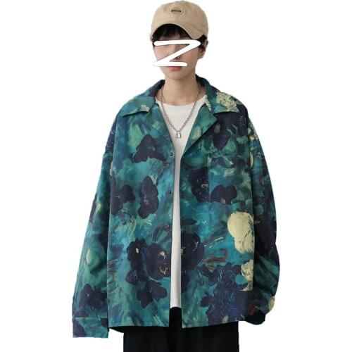VERSMA Korean Ulzzang Tie Dye Painting Print Shirt Men Women Blouses Punk Streetwear Oversized Couple Shirt Men 5XL Dropshipping