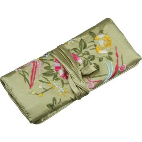 Oriental Silk Jewellery Roll Wrap Jewelry Pouch Organizer Travel Storage Case P0RF