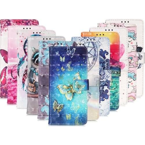 50pcs/lot 3D Printed Patterns Wallet Protector Phone Case For OPPO Realme C15 C11 6 Reno 3 4 Pro Find X2 Neo Lite A52 A72 A92