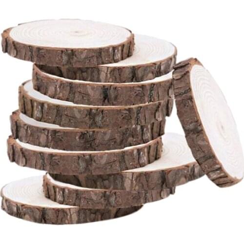 10pcs 10-12CM Wood Log Slices Discs Wooden Craft Embellishment for DIY Crafts Wedding Centerpieces