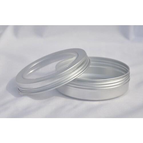 100g 100ML Silver Round Aluminum Tin Can with Window Lids Empty Silver Skylight Aluminum Box Portable Cream Box Tea Aluminum Jar