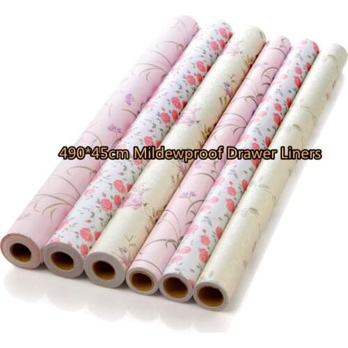 490*45cm Mildewproof Drawer Liners with Adhesive Paper Shoe/Kitchen Cabinet Mats Wardrobe/Shelf Liners Mothproof Waterproof Pads