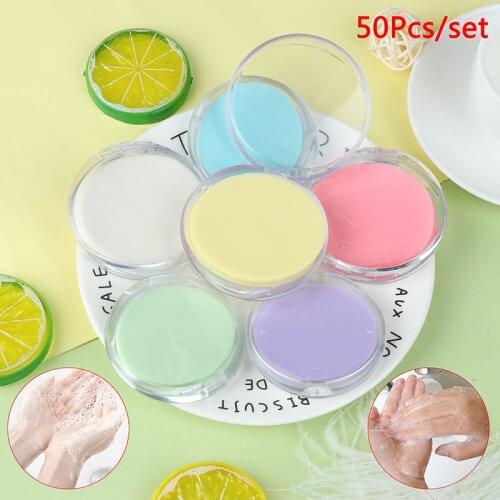 50pcs Portable Disposable Rose Flower Sea Salt Bath Paper Soap Hand-washing Soap