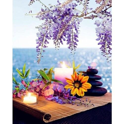 5D DIY Diamond Painting Cross Stitch mosaic -Candle flower- diamond Embroidery rhinestones Christmas Home Decoration gift