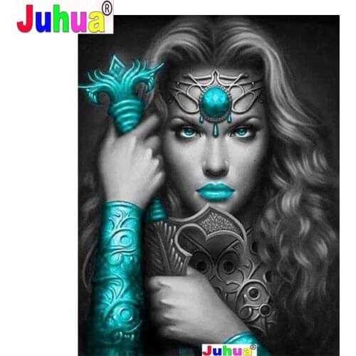 Blue Warrior Girl diamond painting,full,square,round diamond embroidery mosaic diamond diy handwork puzzle diamant Gothic Lady